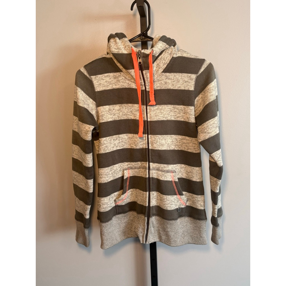 Women's Billabong Striped Hoodie S‎ Gray Orange